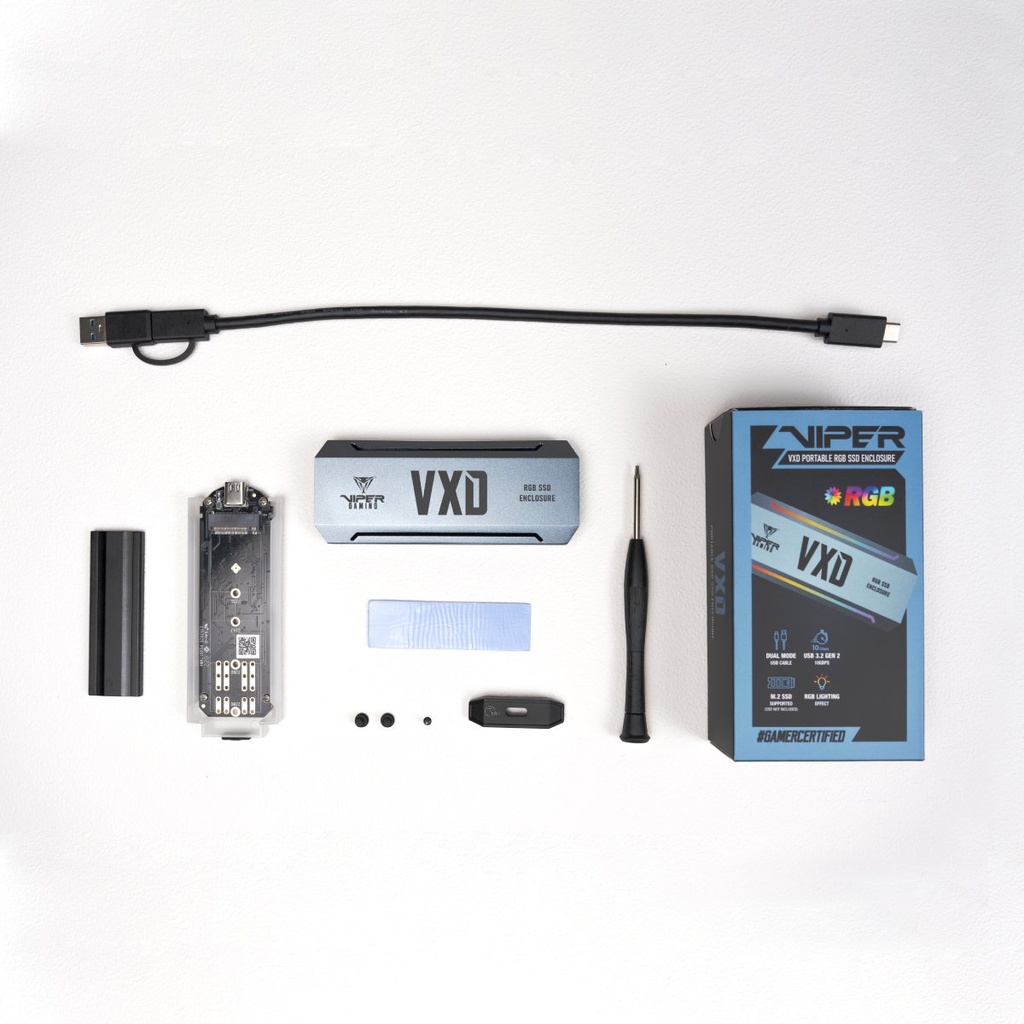 Enclosure para SSD RGB  VXD PCIe M.2. 2280 USB 3.2 Gen2x1 Patriot PV860UPRGM