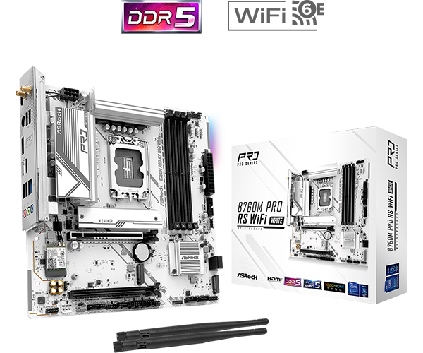 Tarjeta Madre ASROCK B760M PRO RS WIFI WHITE D5