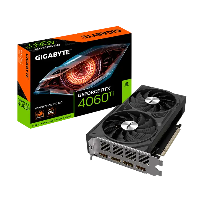 Tarjeta Video GIGABYTE RTX 4060ti WINDFORCE 16GB GV-N406TWF2OC-16GD