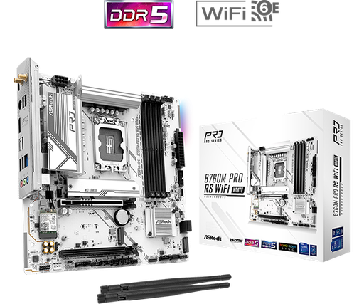 [B760M PRO RS WIFI WHITE] Tarjeta Madre ASROCK B760M PRO RS WIFI WHITE D5
